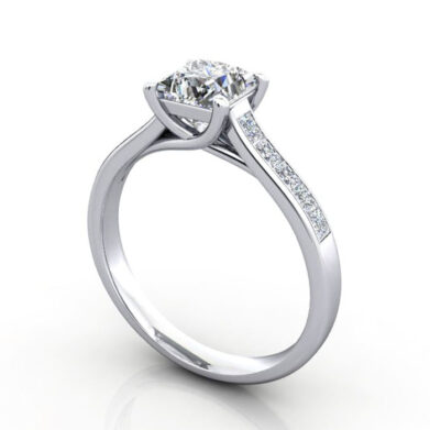 Thumb Princess Cut Solitaire Accent Diamond Ring Platinum RSA2 3D