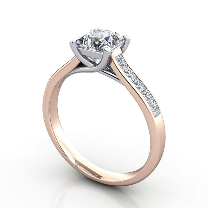 Thumb Princess Cut Solitaire Accent Diamond Ring Rose Gold RSA2 3D