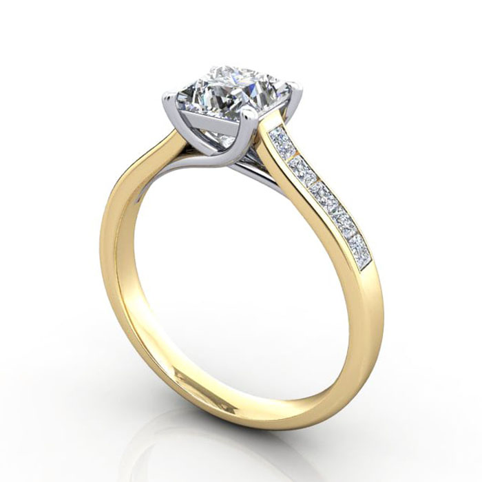 Thumb Princess Cut Solitaire Accent Diamond Ring Yellow Gold RSA2 3D