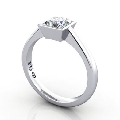 Thumb Princess Cut Solitaire Diamond Ring Platinum RS10 3D