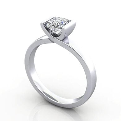 Thumb Princess Cut Solitaire Diamond Ring Platinum RS31 3D