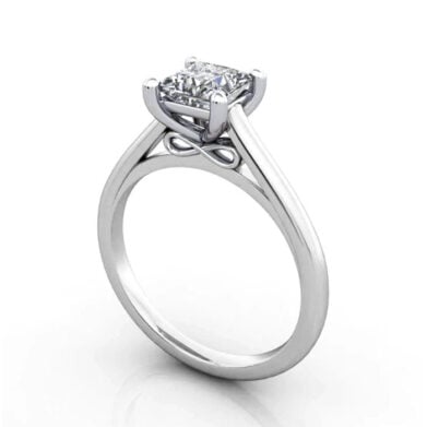 Thumb Princess Cut Solitaire Diamond Ring Platinum RS34 3D