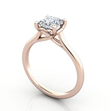 Thumb Princess Cut Solitaire Diamond Ring Rose Gold RS1 3D