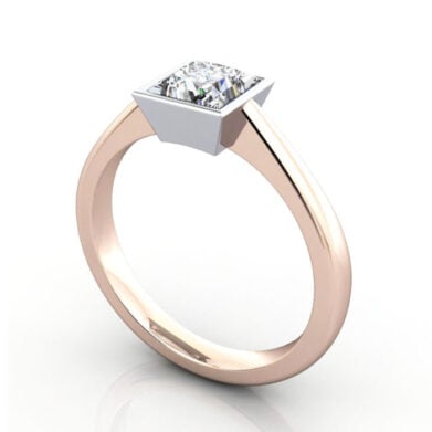 Thumb Princess Cut Solitaire Diamond Ring Rose Gold RS10 3D