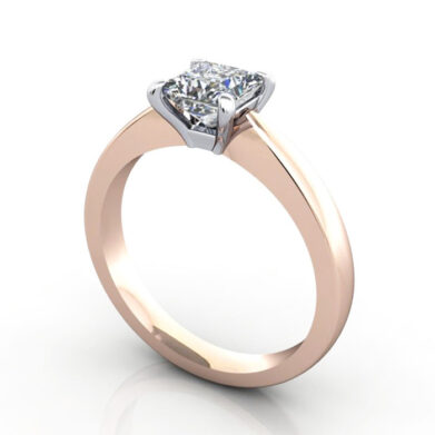 Thumb Princess Cut Solitaire Diamond Ring Rose Gold RS11 3D