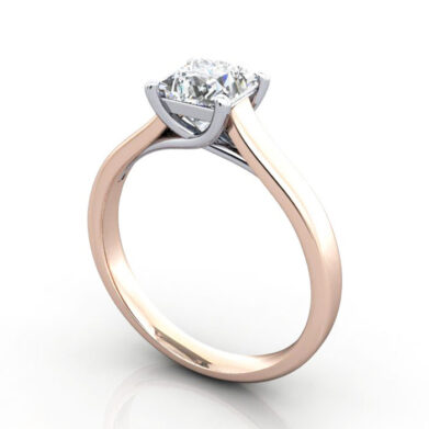 Thumb Princess Cut Solitaire Diamond Ring Rose Gold RS12 3D