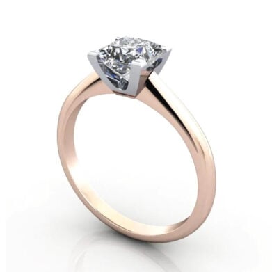 Thumb Princess Cut Solitaire Diamond Ring Rose Gold RS33 3D