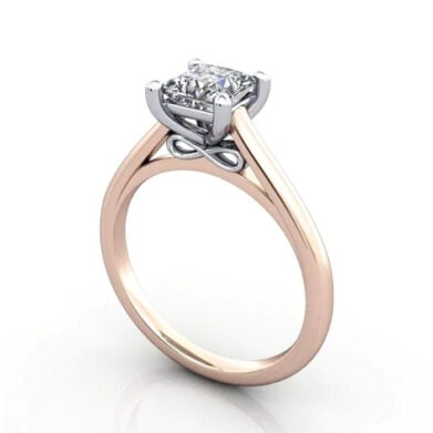 Thumb Princess Cut Solitaire Diamond Ring Rose Gold RS34 3D