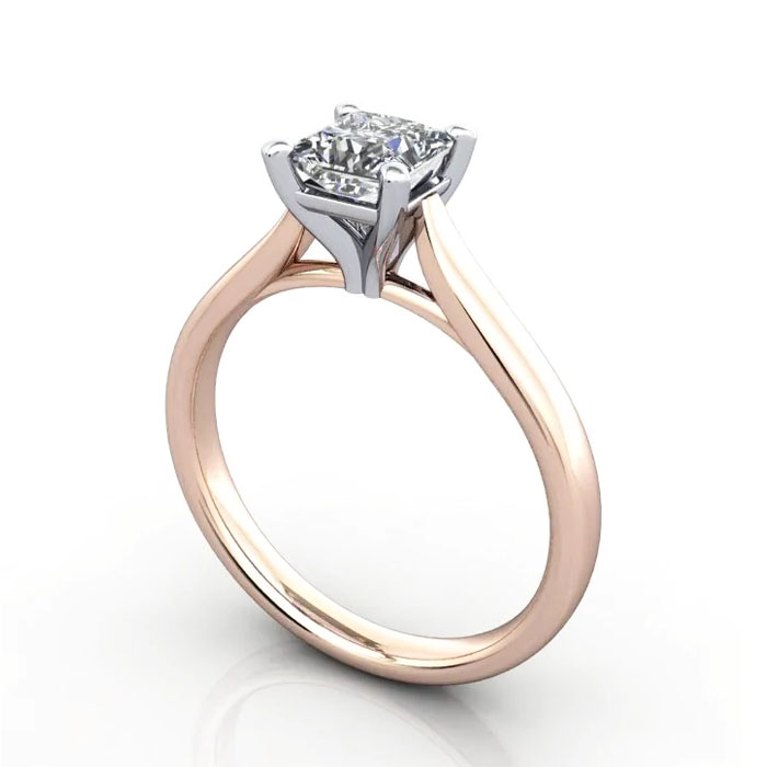 Thumb Princess Cut Solitaire Diamond Ring Rose Gold RS41 3D