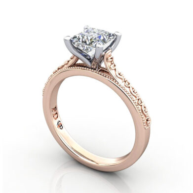 Thumb Princess Cut Solitaire Diamond Ring Rose Gold RS50 3D