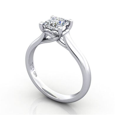 Thumb Princess Cut Solitaire Diamond Ring White Gold RS1 3D
