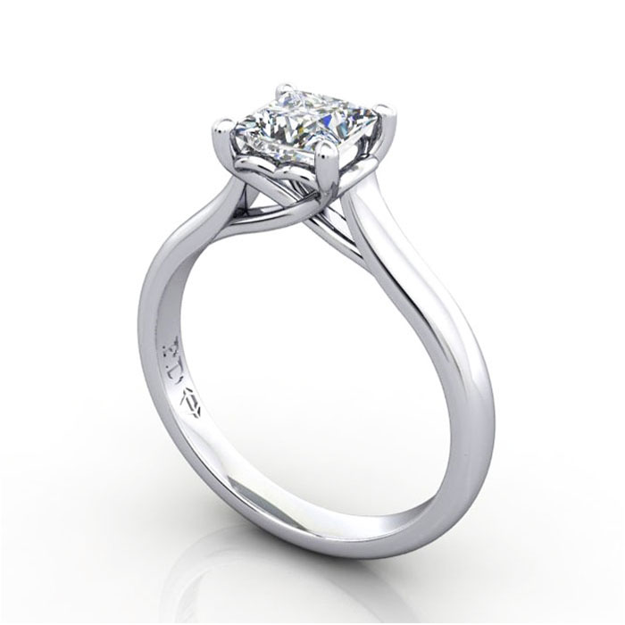 Thumb Princess Cut Solitaire Diamond Ring White Gold RS1 3D