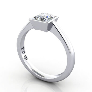 Thumb Princess Cut Solitaire Diamond Ring White Gold RS10 3D
