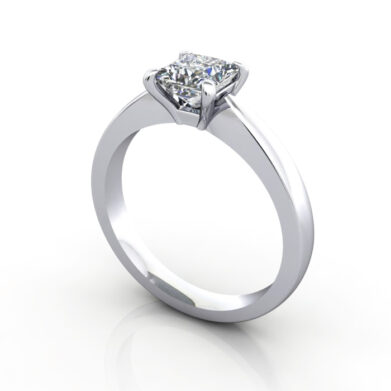 Thumb Princess Cut Solitaire Diamond Ring White Gold RS11 3D