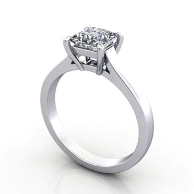 Thumb Princess Cut Solitaire Diamond Ring White Gold RS30 3D