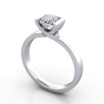 Thumb Princess Cut Solitaire Diamond Ring White Gold RS31 3D