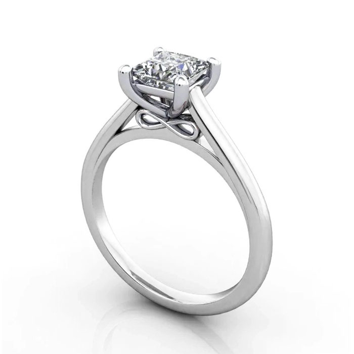 Thumb Princess Cut Solitaire Diamond Ring White Gold RS34 3D