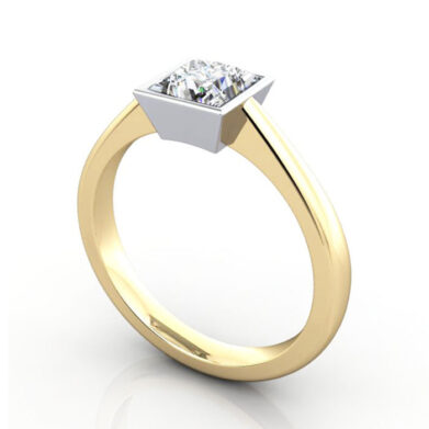 Thumb Princess Cut Solitaire Diamond Ring Yellow Gold RS10 3D