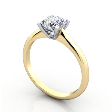 Thumb Princess Cut Solitaire Diamond Ring Yellow Gold RS14 3D
