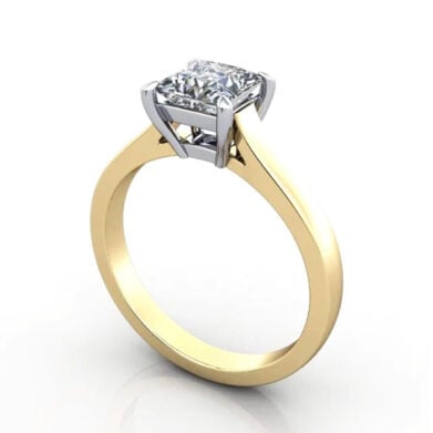 Thumb Princess Cut Solitaire Diamond Ring Yellow Gold RS30 3D