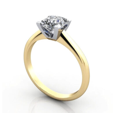 Thumb Princess Cut Solitaire Diamond Ring Yellow Gold RS33 3D