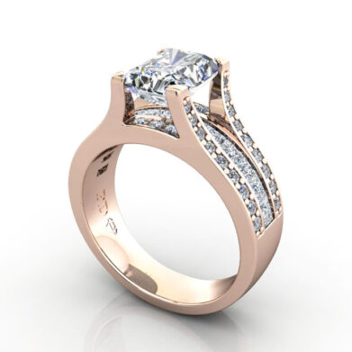 Thumb Radiant Cut Solitaire Accent Diamond Ring Rose Gold RSA12 3D