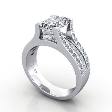 Thumb Radiant Cut Solitaire Accent Diamond Ring White Gold RSA12 3D
