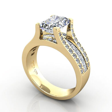 Thumb Radiant Cut Solitaire Accent Diamond Ring Yellow Gold RSA12 3D