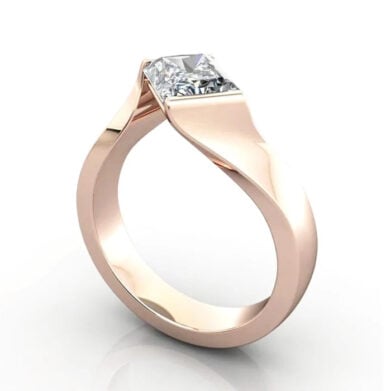 Thumb Radiant Cut Solitaire Diamond Ring Rose Gold RS42 3D