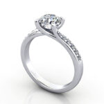 Thumb Round Brilliant Solitaire Accent Diamond Ring Platinum RSA10 3D