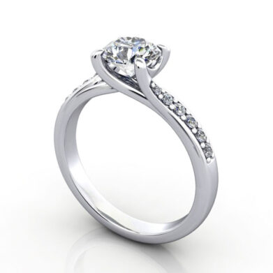 Thumb Round Brilliant Solitaire Accent Diamond Ring Platinum RSA10 3D