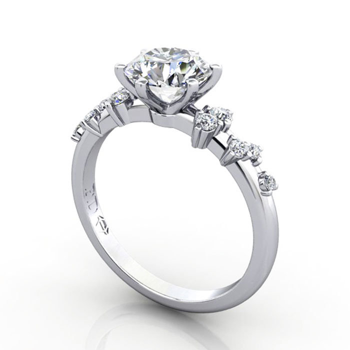 Thumb Round Brilliant Solitaire Accent Diamond Ring Platinum RSA11 3D