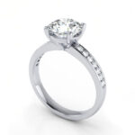 Thumb Round Brilliant Solitaire Accent Diamond Ring Platinum RSA13