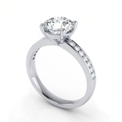Thumb Round Brilliant Solitaire Accent Diamond Ring Platinum RSA13