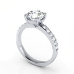 Thumb Round Brilliant Solitaire Accent Diamond Ring Platinum RSA14