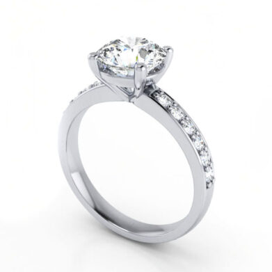 Thumb Round Brilliant Solitaire Accent Diamond Ring Platinum RSA14