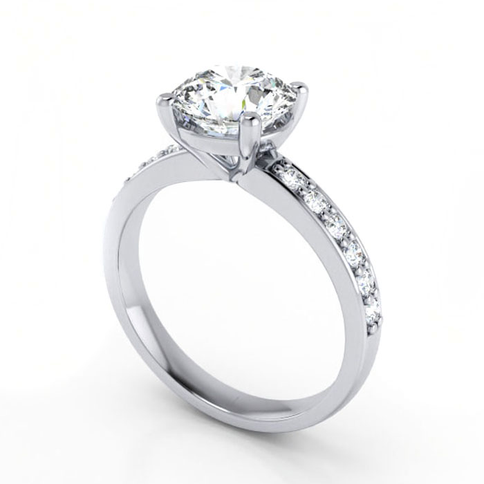 Thumb Round Brilliant Solitaire Accent Diamond Ring Platinum RSA14