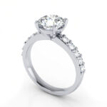 Thumb Round Brilliant Solitaire Accent Diamond Ring Platinum RSA15