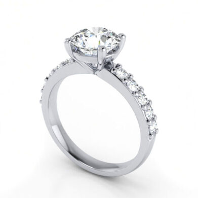 Thumb Round Brilliant Solitaire Accent Diamond Ring Platinum RSA15