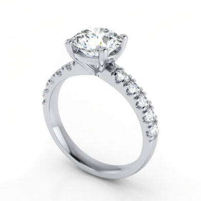 Thumb Round Brilliant Solitaire Accent Diamond Ring Platinum RSA16