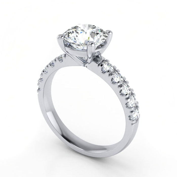 Thumb Round Brilliant Solitaire Accent Diamond Ring Platinum RSA16