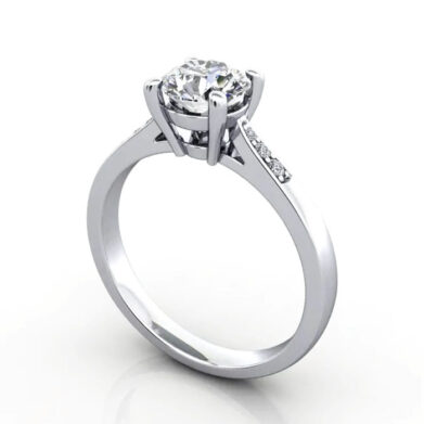 Thumb Round Brilliant Solitaire Accent Diamond Ring Platinum RSA17 3D