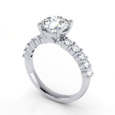Thumb Round Brilliant Solitaire Accent Diamond Ring Platinum RSA18