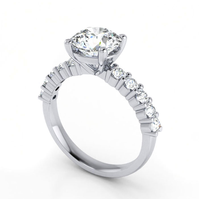 Thumb Round Brilliant Solitaire Accent Diamond Ring Platinum RSA18