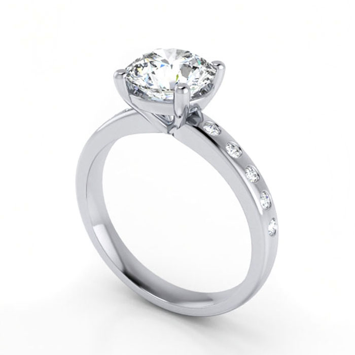 Thumb Round Brilliant Solitaire Accent Diamond Ring Platinum RSA19