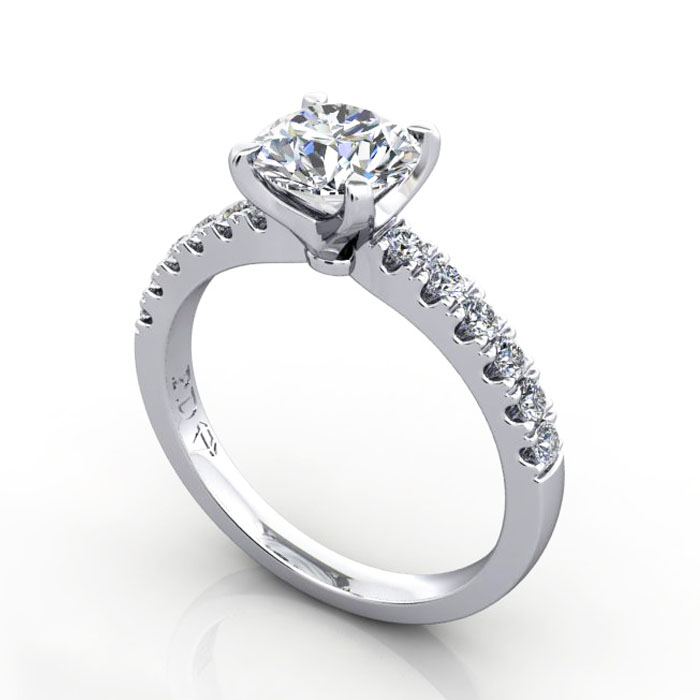 Thumb Round Brilliant Solitaire Accent Diamond Ring Platinum RSA4 3D