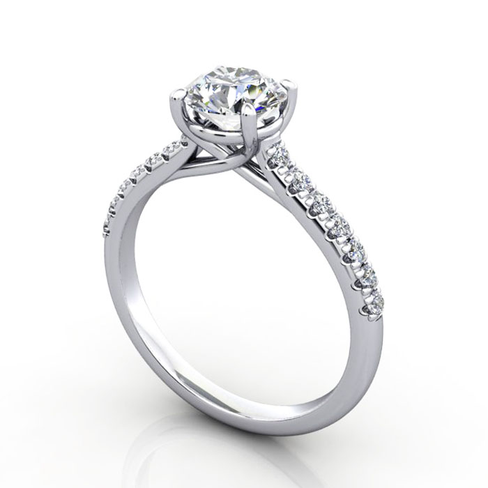 Thumb Round Brilliant Solitaire Accent Diamond Ring Platinum RSA44 3D
