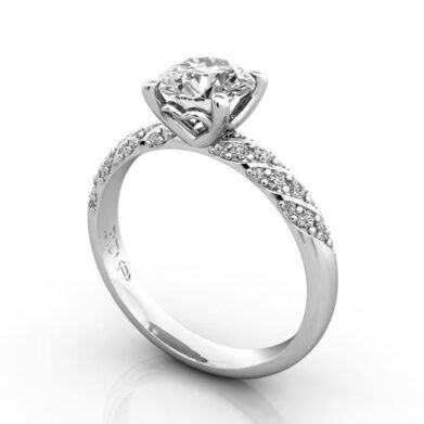 Thumb Round Brilliant Solitaire Accent Diamond Ring Platinum RSA7 3D