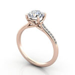 Thumb Round Brilliant Solitaire Accent Diamond Ring Rose Gold RSA1 3D