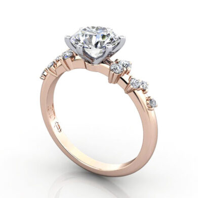 Thumb Round Brilliant Solitaire Accent Diamond Ring Rose Gold RSA11 3D